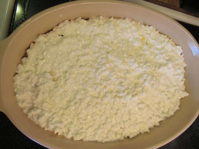 Cottage cheese layer on Mom's lasagna recipe.