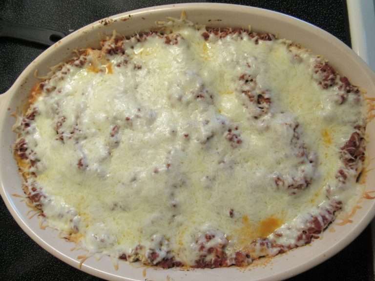 Melted cheese on mom's lasagna recipe.