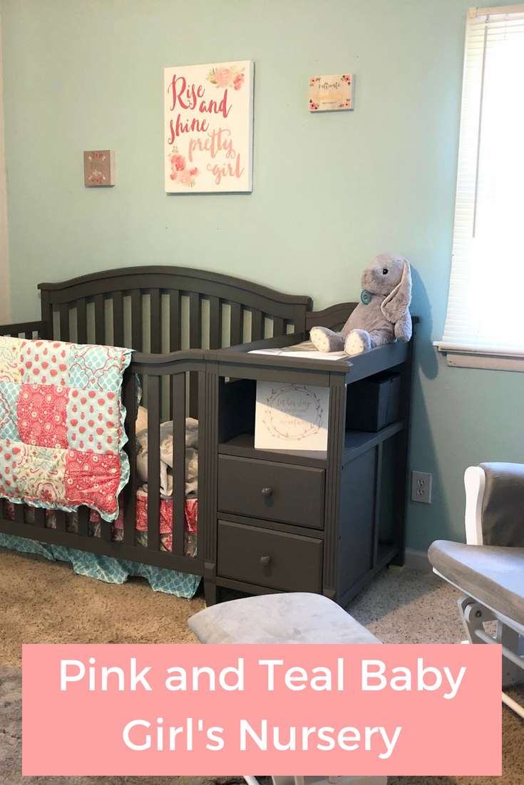 Pink and Teal Baby Girl's Nursery: All of the Details | Pink Nursery | Nursery Bedding | Baby Girl Nursery | Nursery Decor | Nursery Idea {ad}