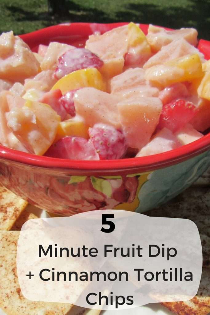 #AD Looking for an easy and delicious appetizer or dessert recipe? My 5 Minute Fruit Dip and Cinnamon Tortilla Chips are perfect! #LucksFoods