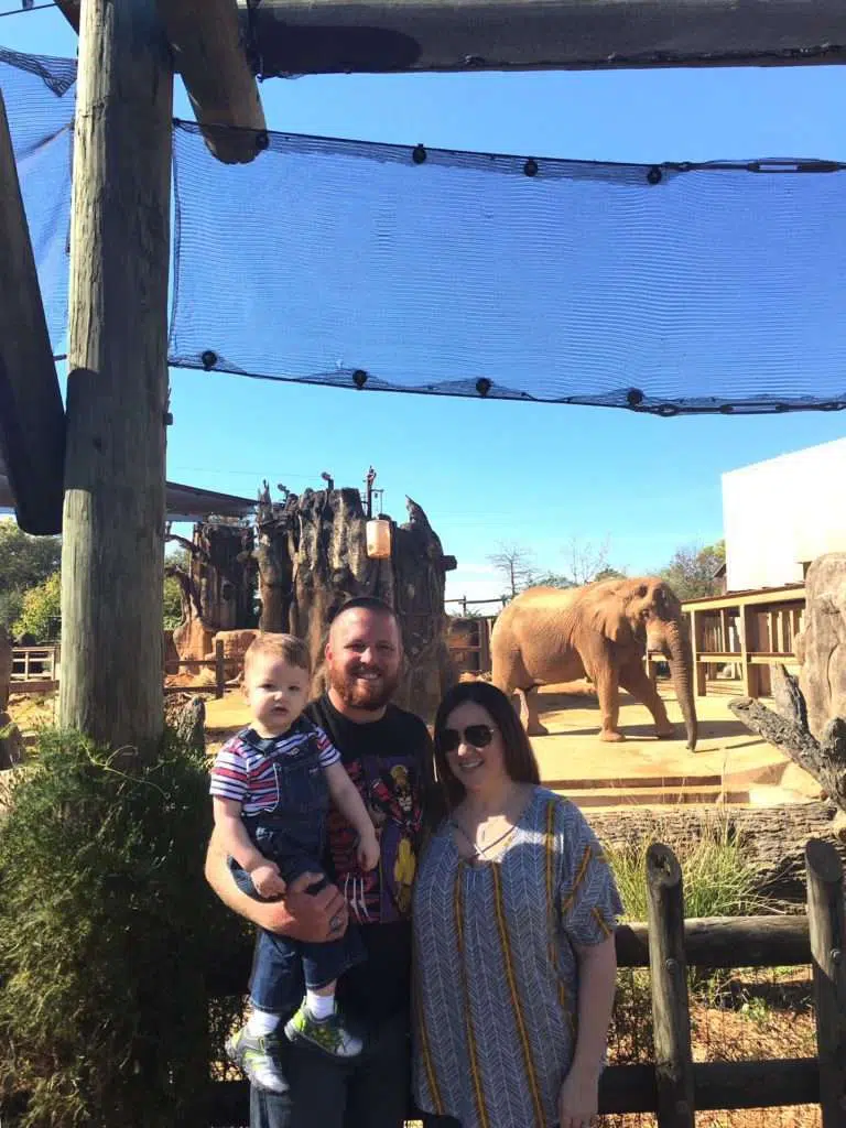 Family at Zoo Knoxville in front of Elephants