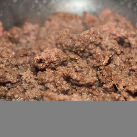 browning ground beef in pan