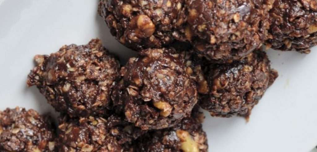 Easy No Bake Lactation Cookies 10 close up of white plate of no bake lactation cookies