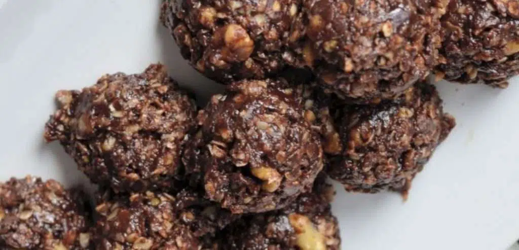 close up of white plate of no bake lactation cookies