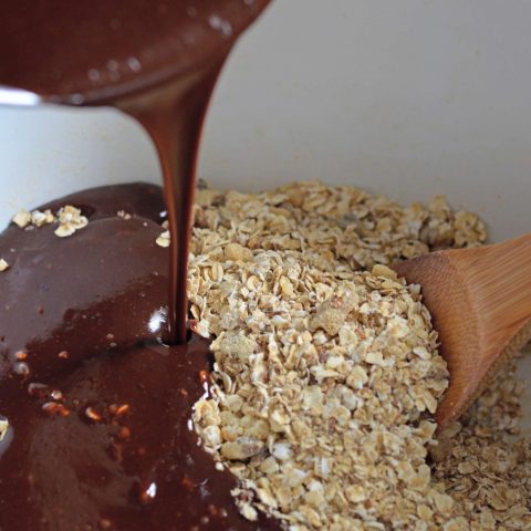mixing ingredients for no bake lactation cookies