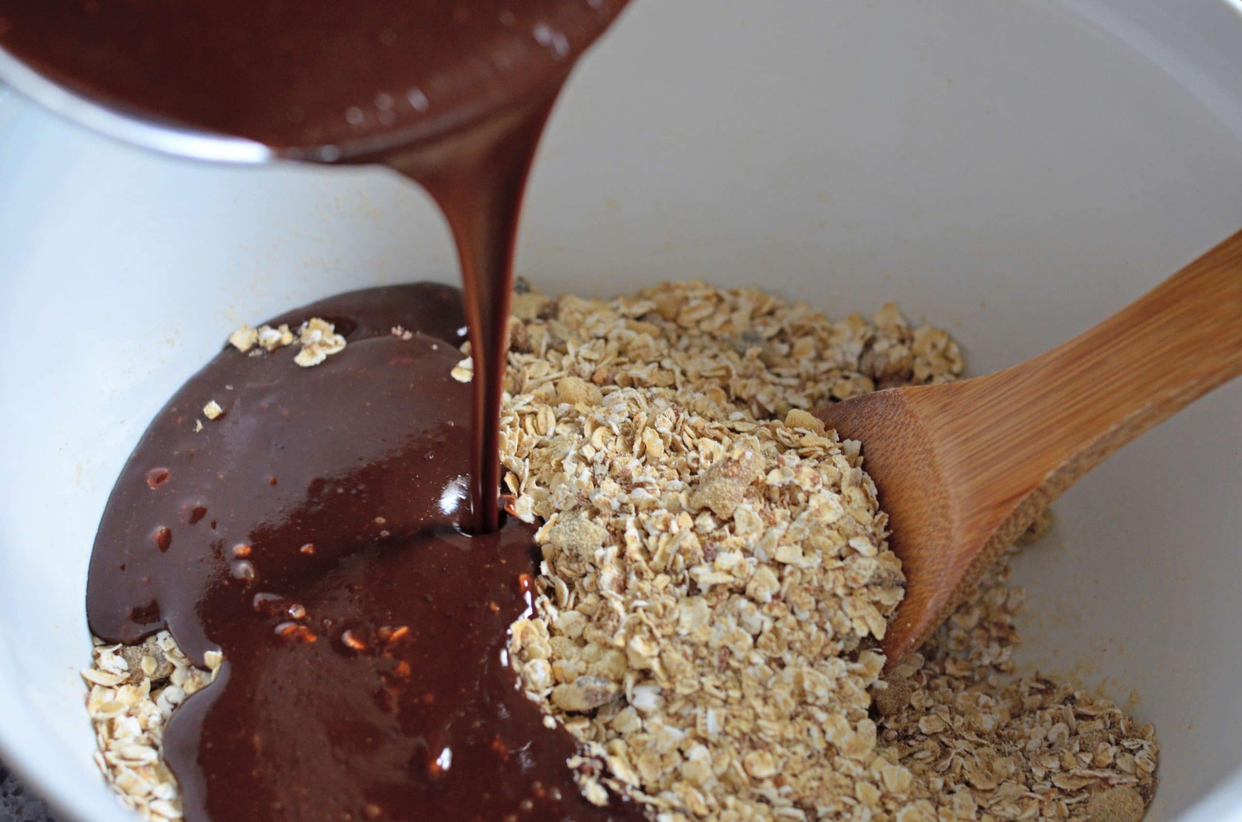 mixing ingredients for no bake lactation cookies