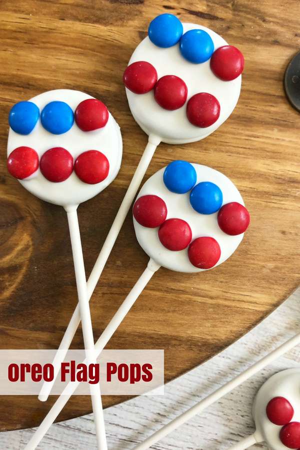 Oreo Flag Pops | 4th of July Dessert | Patriotic Dessert | 4th of July Party | Memorial Day Party | Flag Dessert