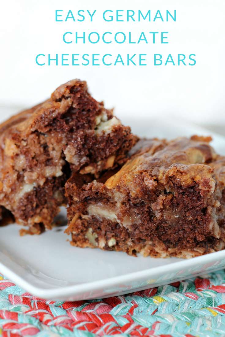 These easy german chocolate cheesecake bars are one of my new favorite recipes. I love that they are well, easy, but they taste like you've spent all day making them.