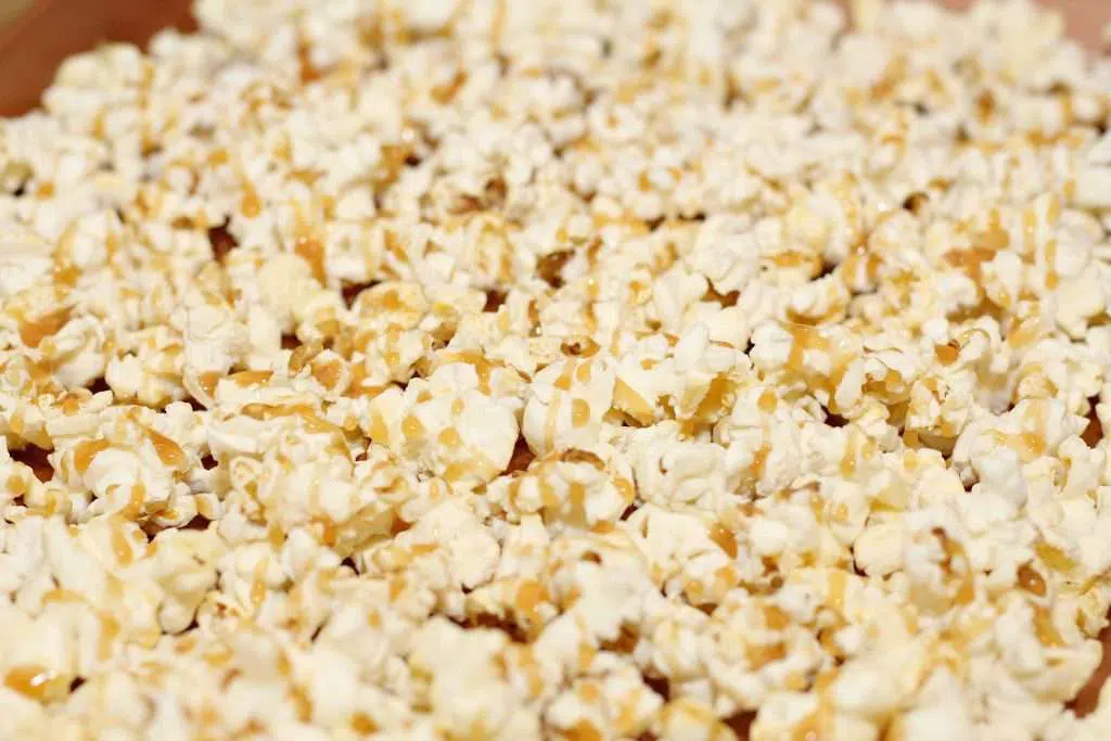 Plain popcorn freshly popped.