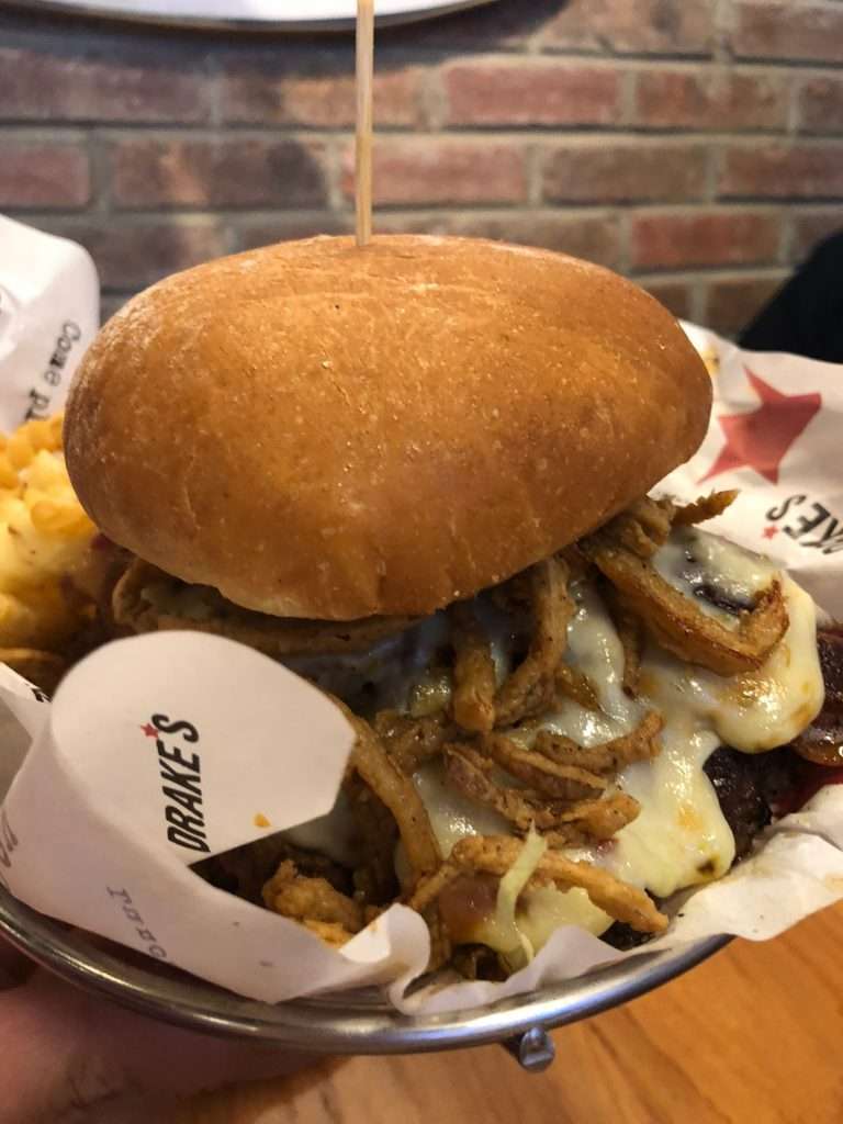 Drake's Bristol TN Beer Cheese and Bacon Burger