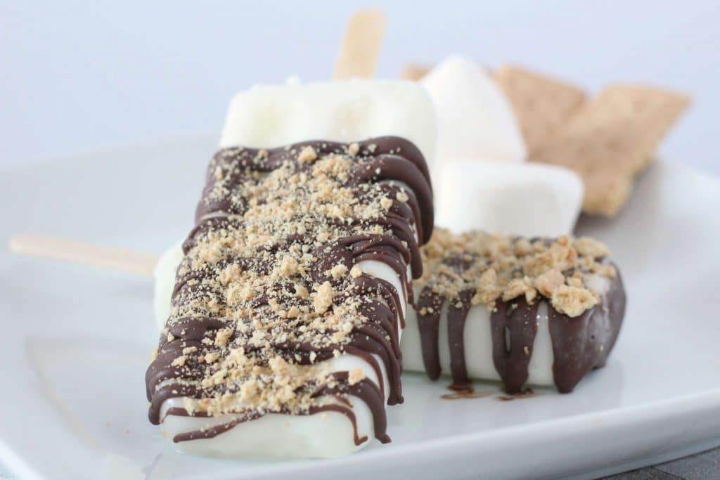 S'mores Ice Cream Pops with graham cracker crumbles