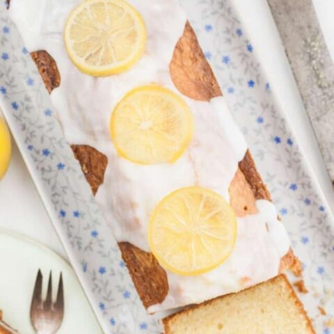 Overhead view of Southern Lemon Pound Cake.