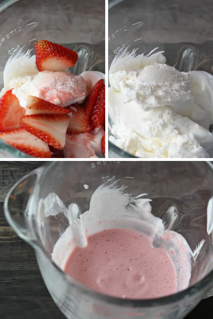 making of a strawberry lemonade milkshake