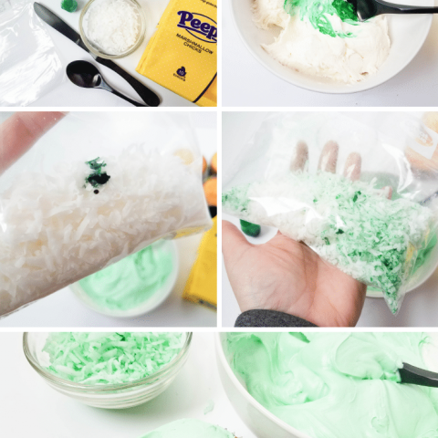 process of making peeps cupcakes