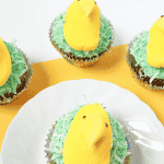 peeps cupcakes on white plate