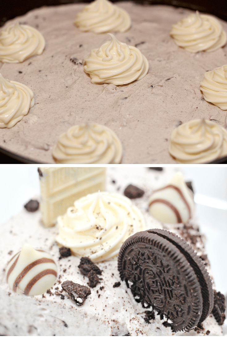 vanilla frosting swirls and completed cheesecake