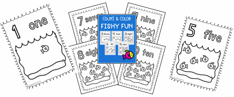 Count and Color Fish Coloring Pages