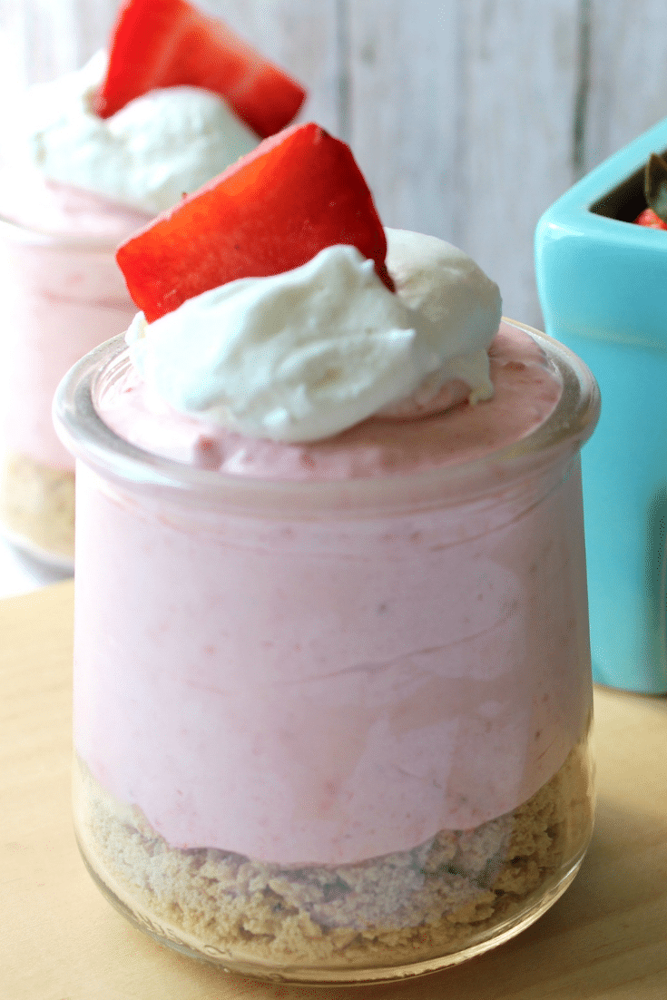 Strawberry No Bake Cheesecake 5 no bake strawberry mini cheesecake with strawberry on top