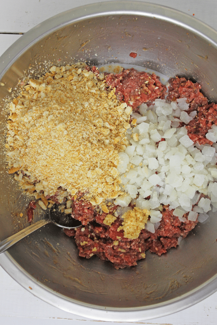 Instant Pot Spaghetti and Meatballs 7 mixing ingredients for instant pot spaghetti and meatballs
