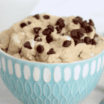 cookie dough dip in blue bowl