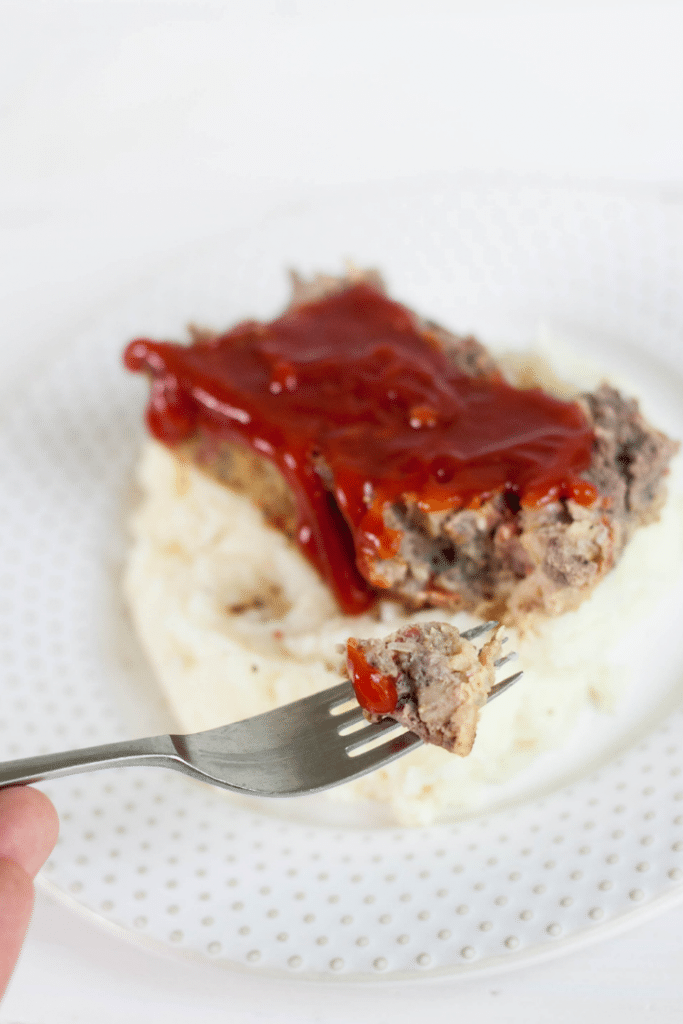 Venison Meatloaf 13 venison meatloaf on a fork