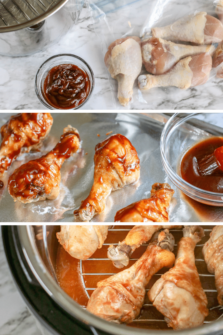 BBQ Chicken Legs In The Instant Pot 5 steps for bbq chicken legs