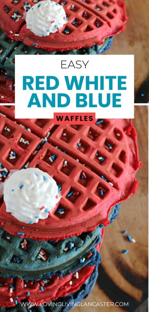 Pin image for the Red White and Blue Waffles.