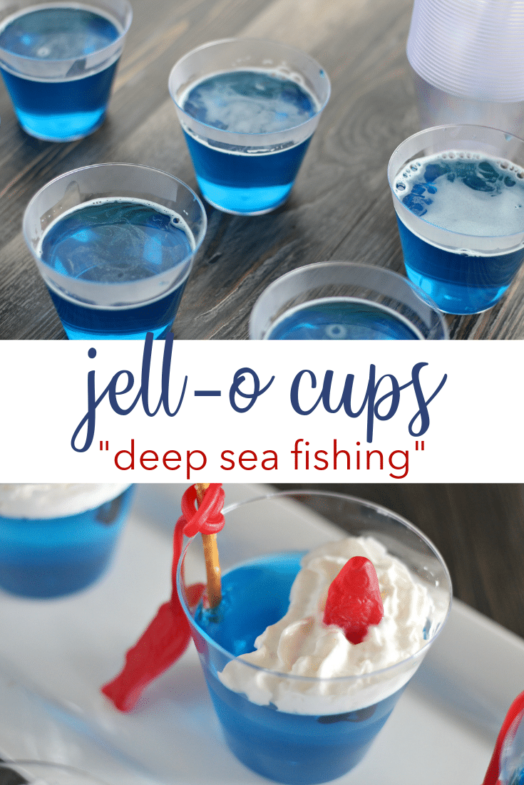 jello cups on top, finished jello deep sea fishing cups on bottom