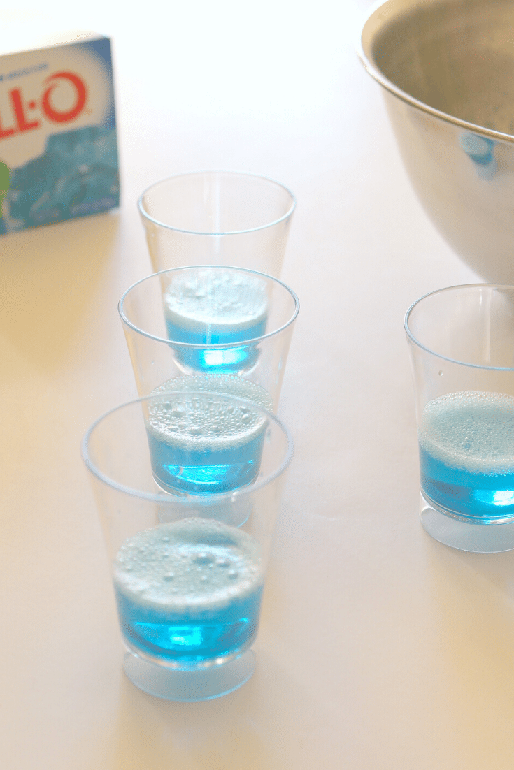 Frozen Olaf Dessert Cups 7 blue jello in bottom of shot glass
