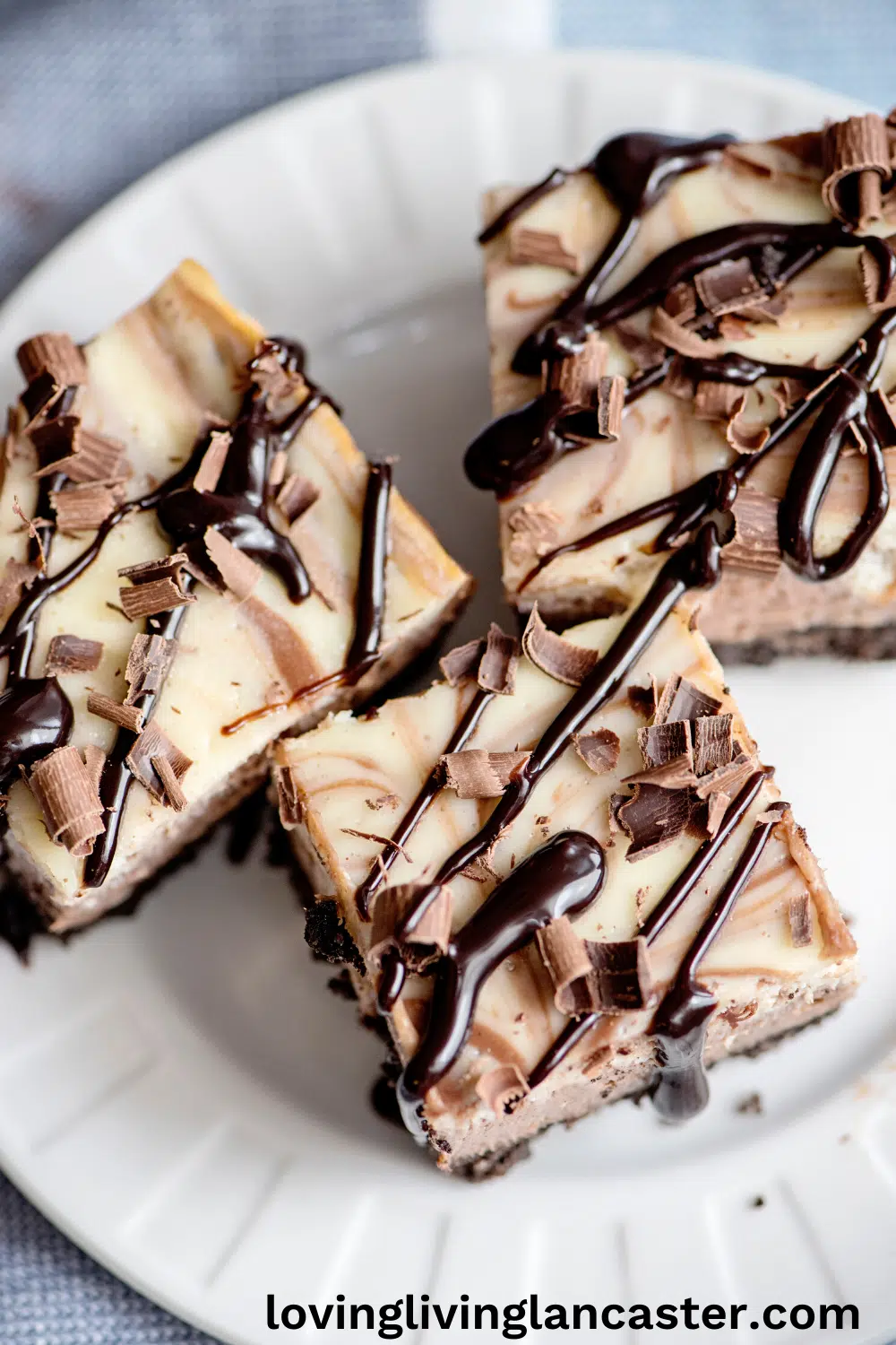 Chocolate Swirl Cheesecake Bars 6 chocolate cheesecake bars