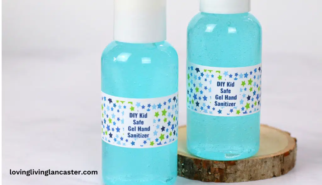 blue gel hand sanitizer in bottles