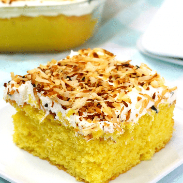 Coconut Milk Cake 39 coconut cake on white plate