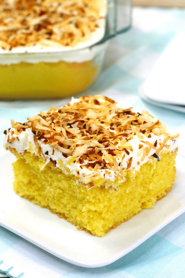 Coconut Milk Cake 15 coconut cake on white plate