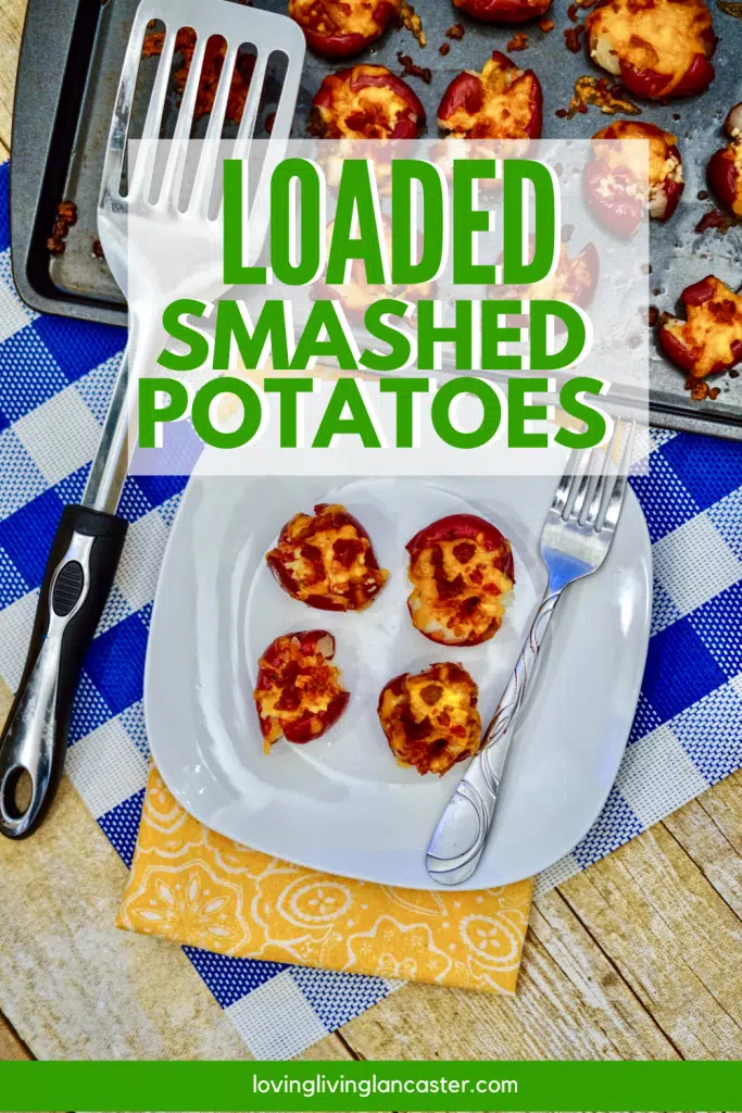 smashed potatoes on white plate