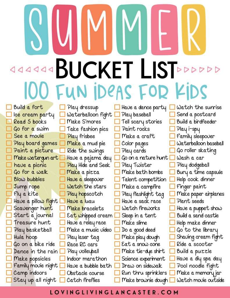 Summer Bucket List for Kids 100 Fun Ideas Sample 5 1