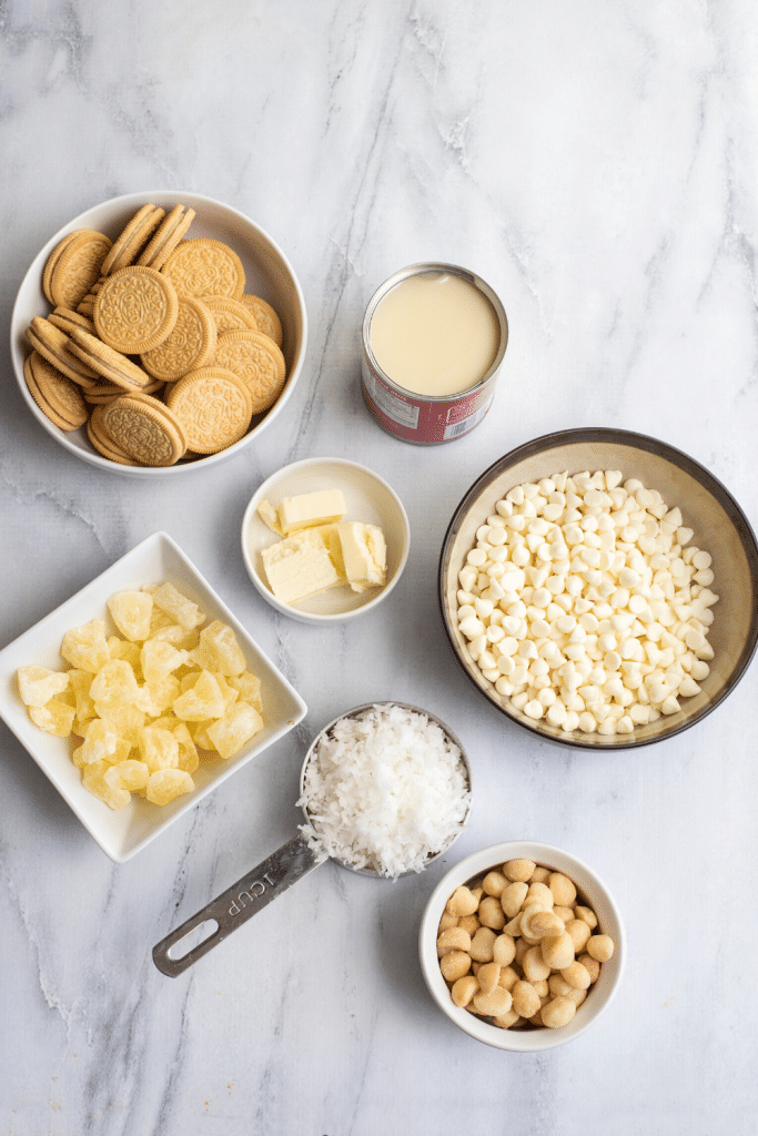 Tropical Magic Bars 8 ingredients for tropical magic bars