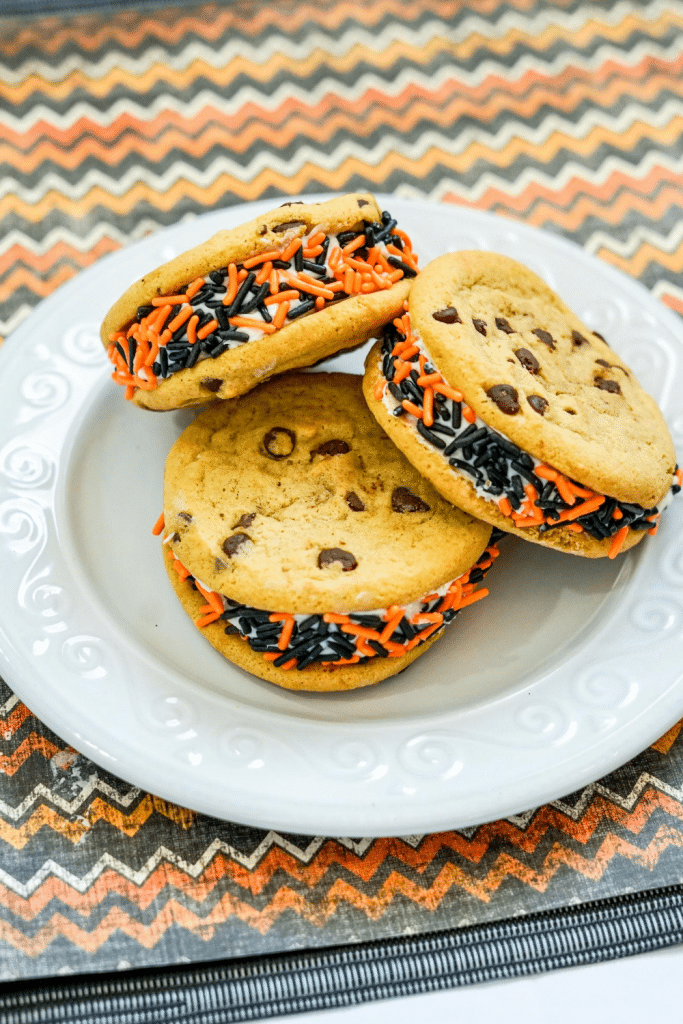 Halloween Cookies 9 halloween cookies on white plate