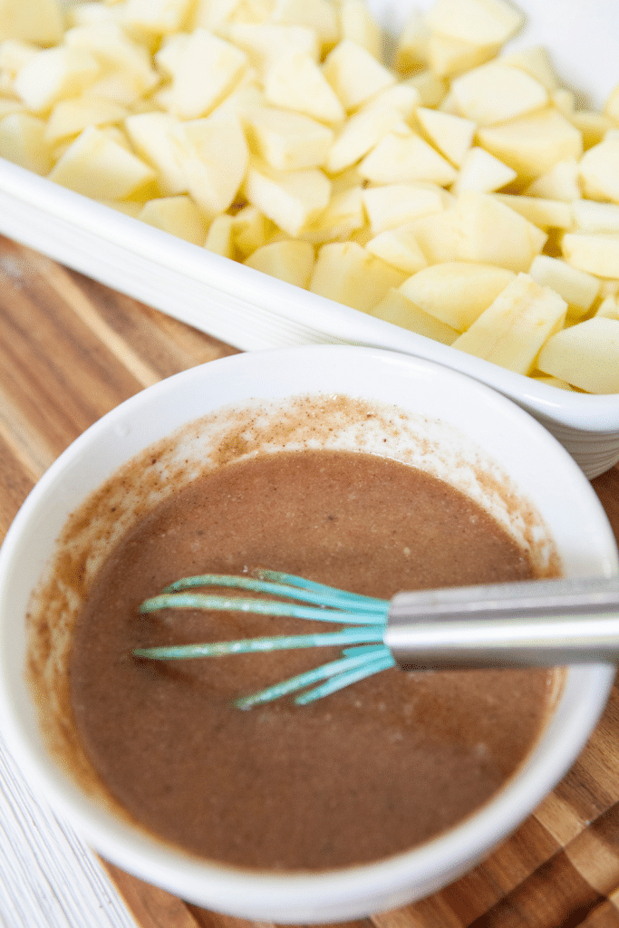 Easy Apple Crisp 15 easy apple crisp ingredients mixed together in a bowl