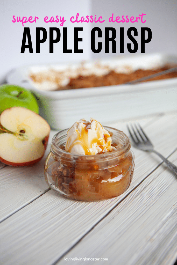 apple crisp in glass jar