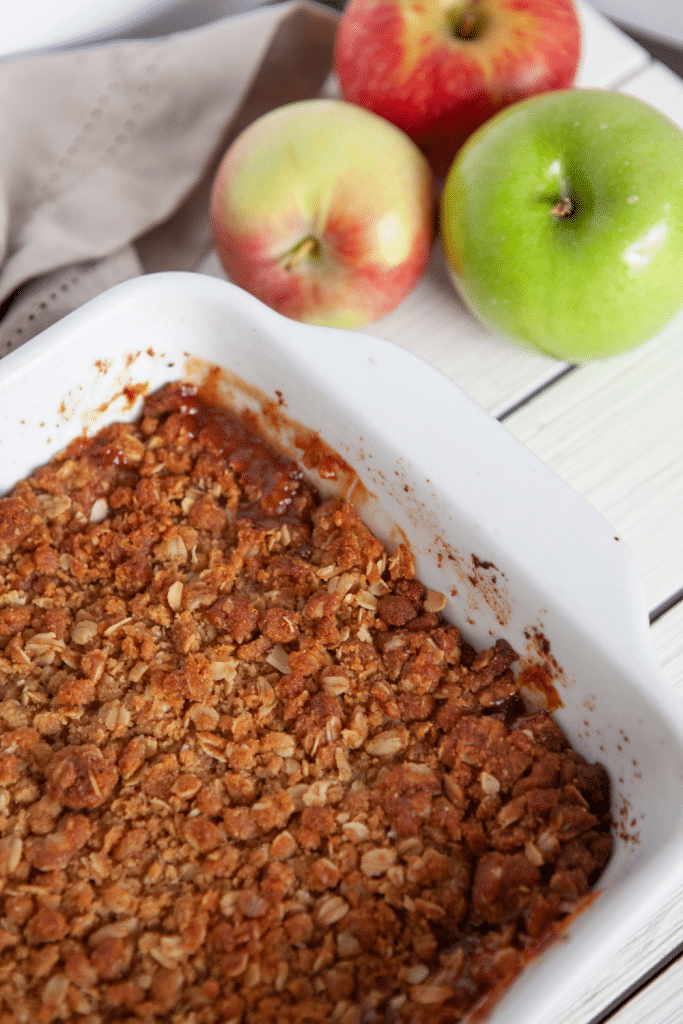 Easy Apple Crisp 8 baked apple crisp in baking dish