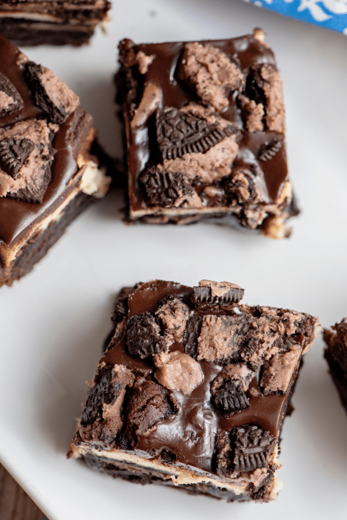 Brownie Bottom Bars 9 brownie bottom bars on parchment paper