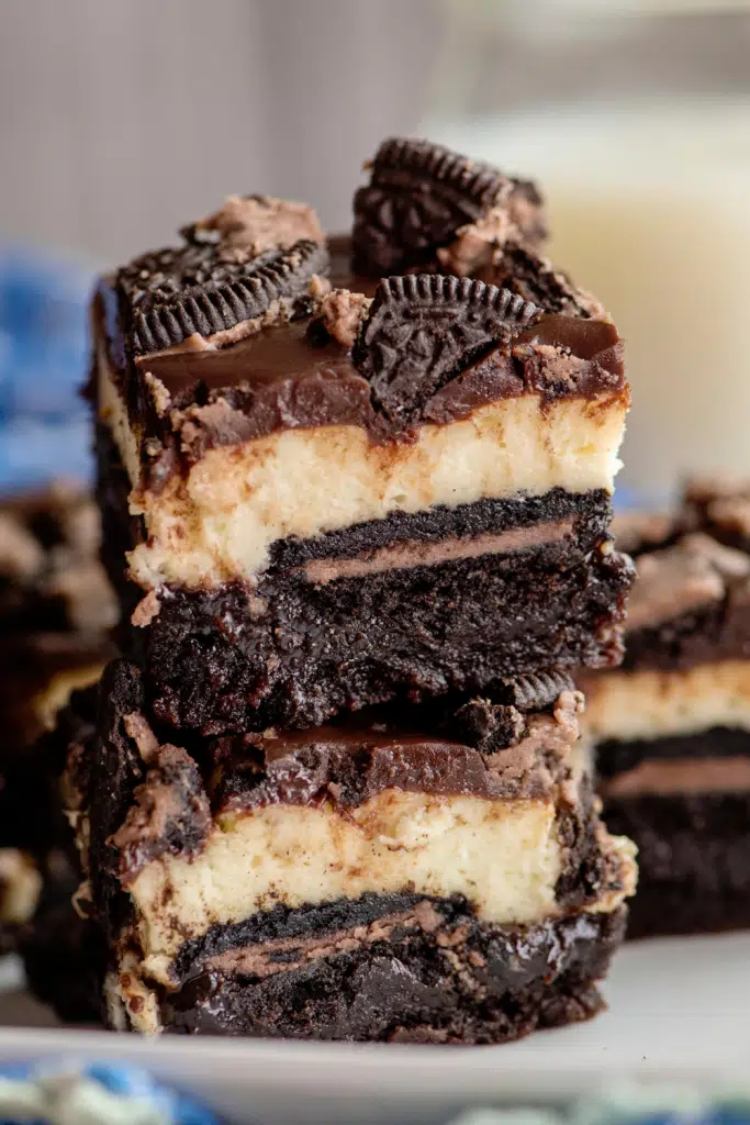 brownie bottom bars stacked
