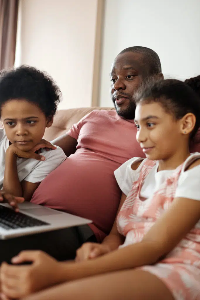 family watching tv together