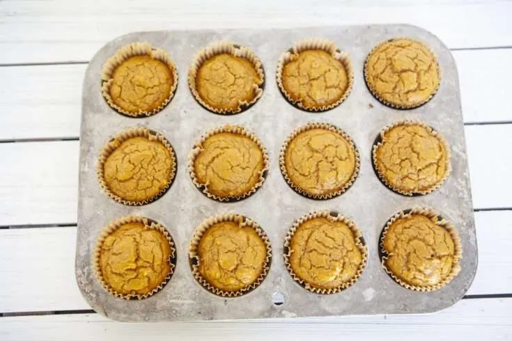 One Dozen Pumpkin Muffins on White Background