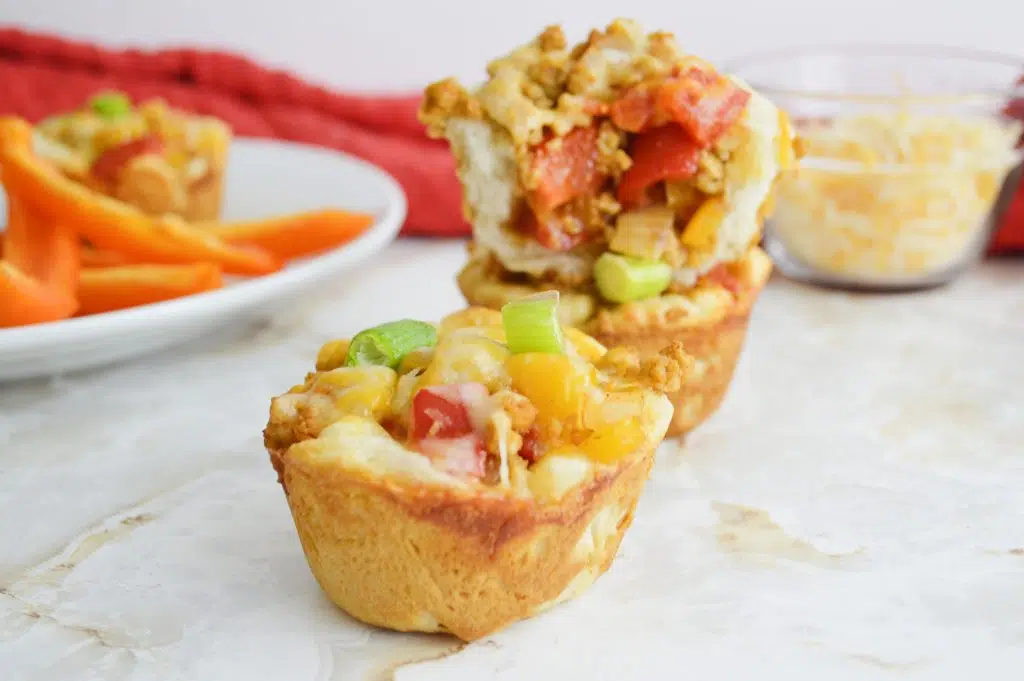 Stacked taco biscuit cups.