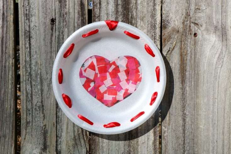 DIY Heart Sun Catcher for Kids 6 Heart Sun Catcher Craft on Wooden Background