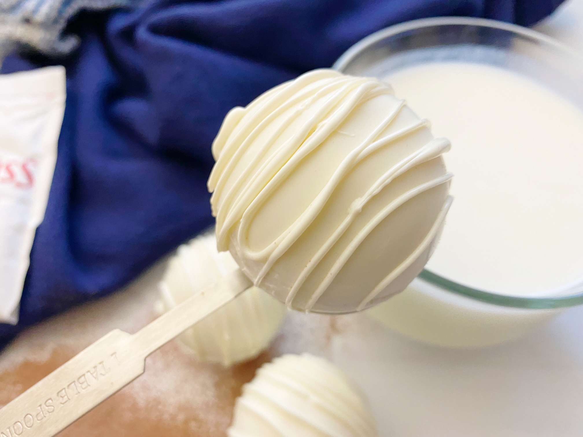 White Chocolate Hot Cocoa Bombs decorated