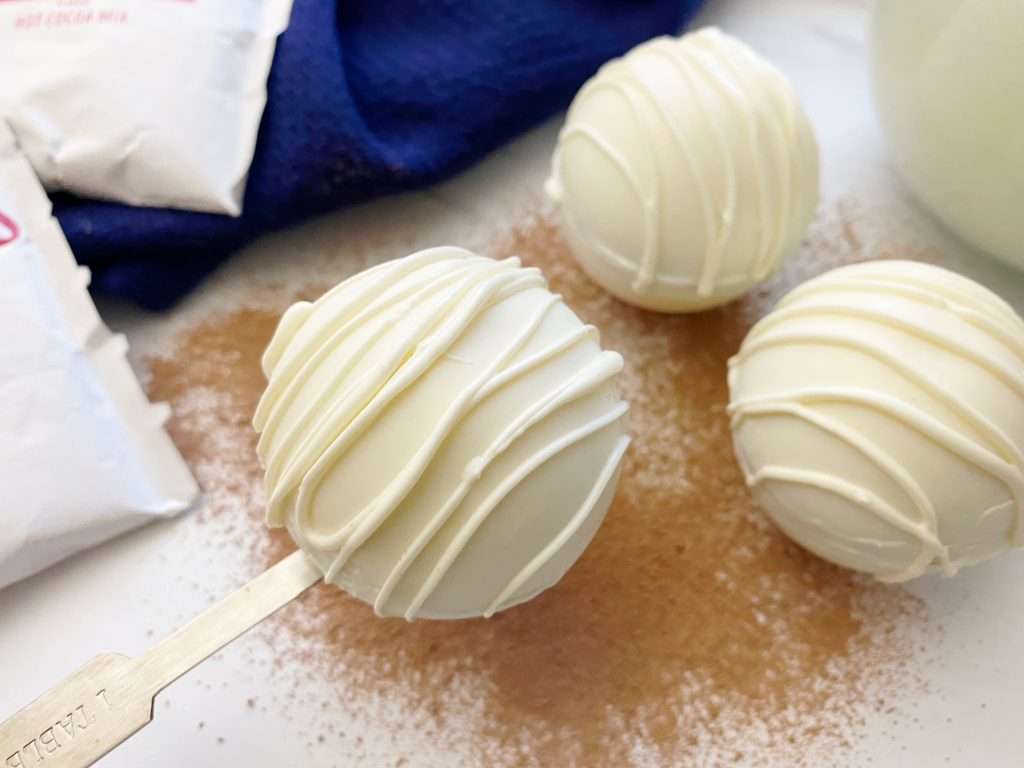 Hot Cocoa Bombs 3 White Chocolate Hot Cocoa Bombs with hot chocolate mix
