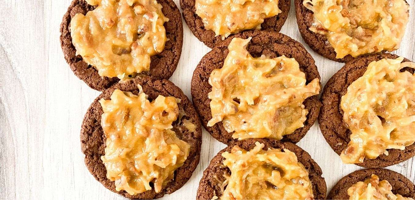 German Chocolate Cookies with Coconut Pecan Frosting