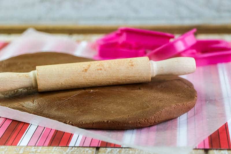 Rolling out the edible chocolate play dough